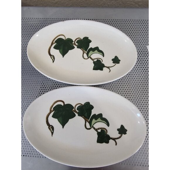 California Ivy Poppy Trail Set Of 2 Oval Appetizer Plates Vintage - Picture 1 of 6